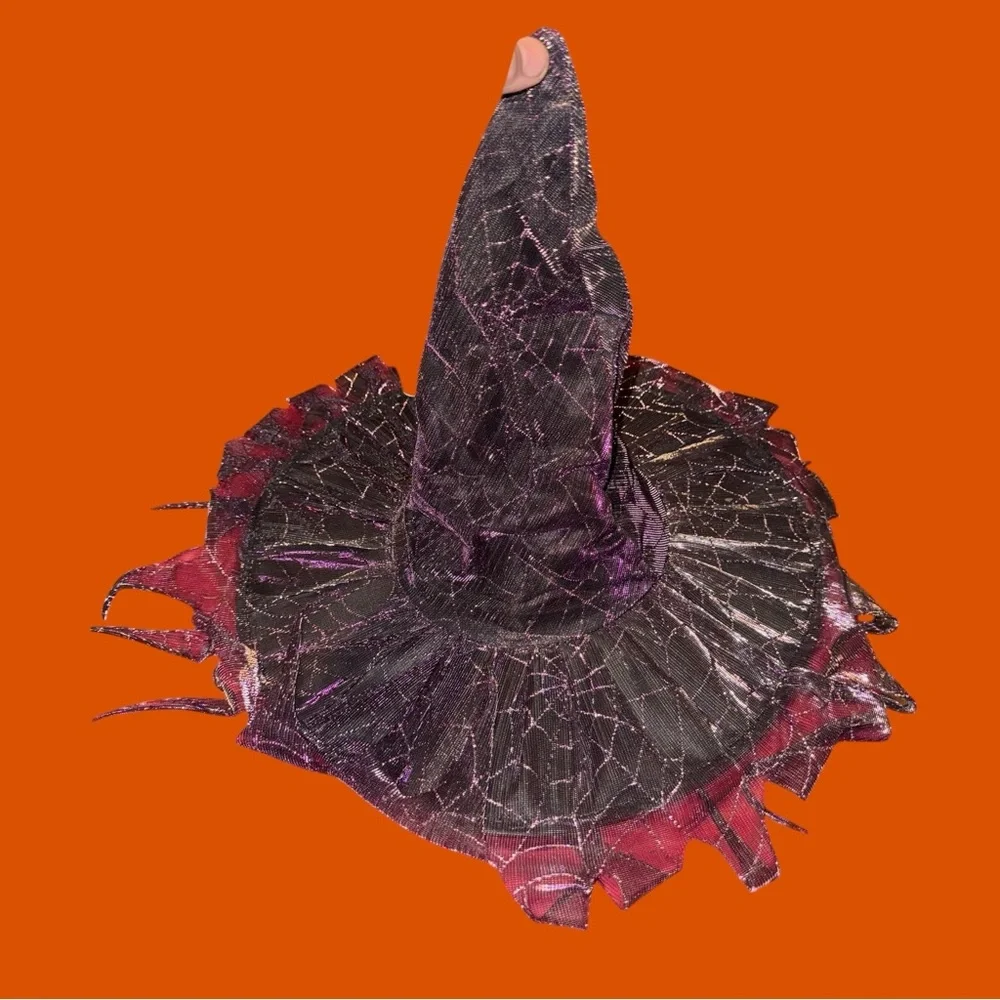 Spirit Halloween Silver Shimmery Wicked Witch Hat with Purple Accents Costume